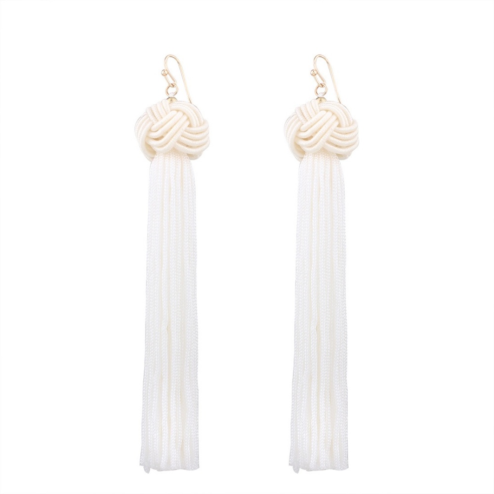 White Tassel Earrings